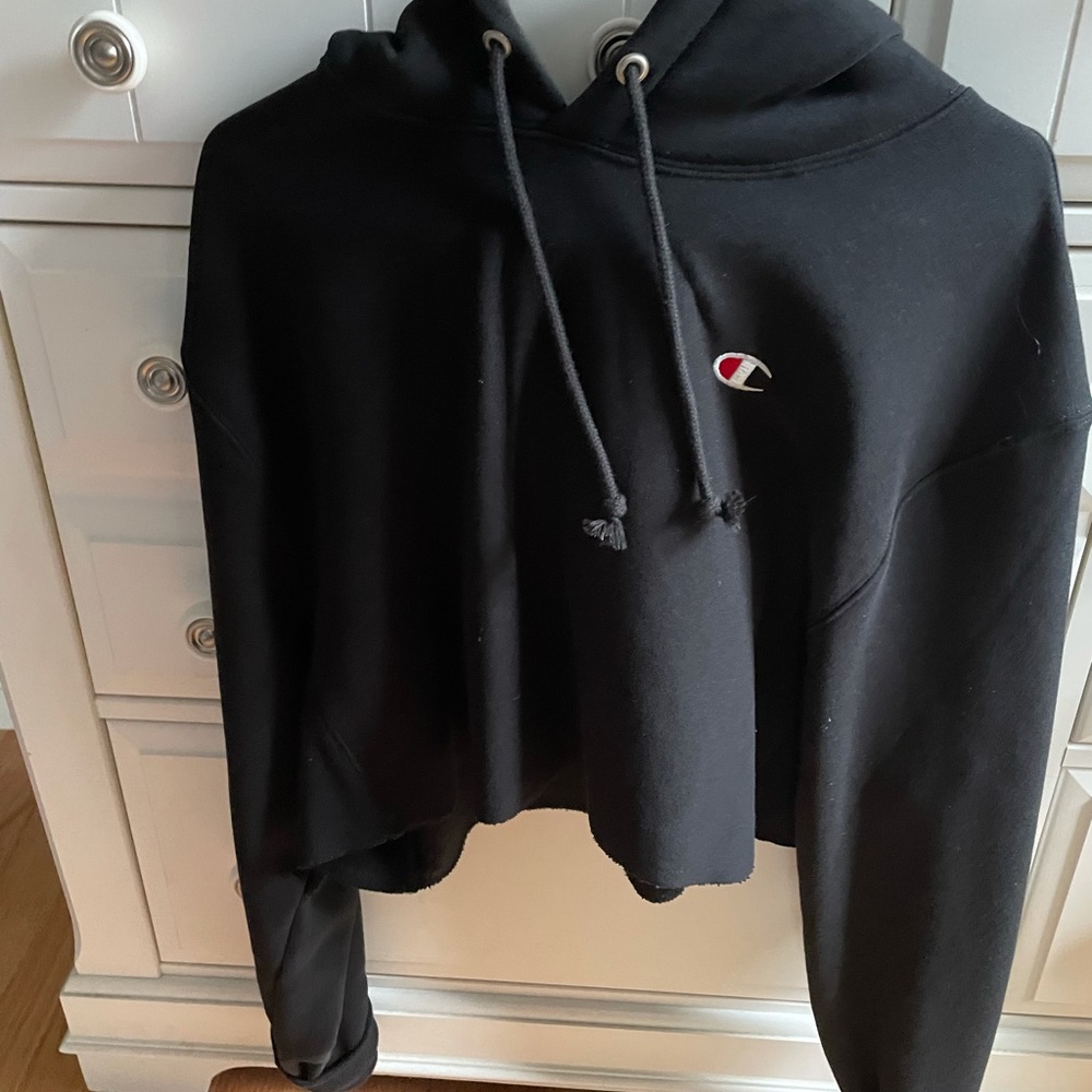 black cropped hoodie